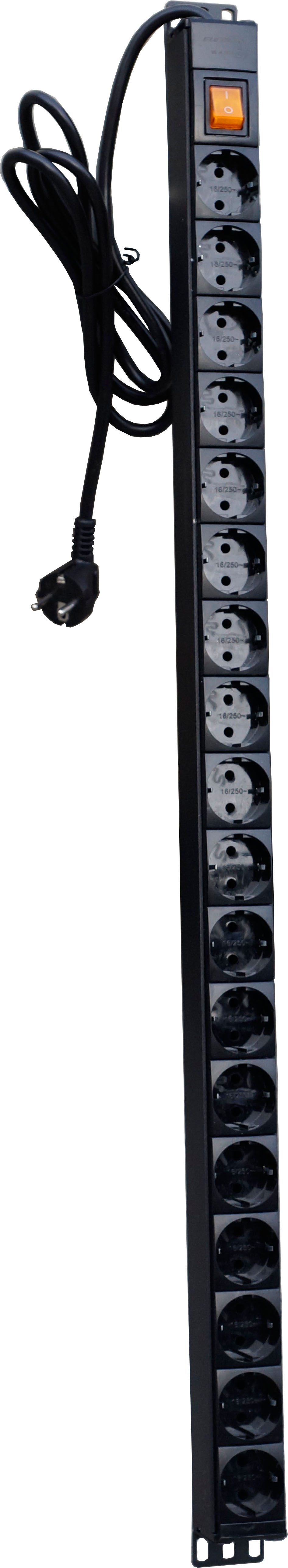 Вертикальный PDU, S-18, 18 Schuko, 16A, ввод Schuko, S-18