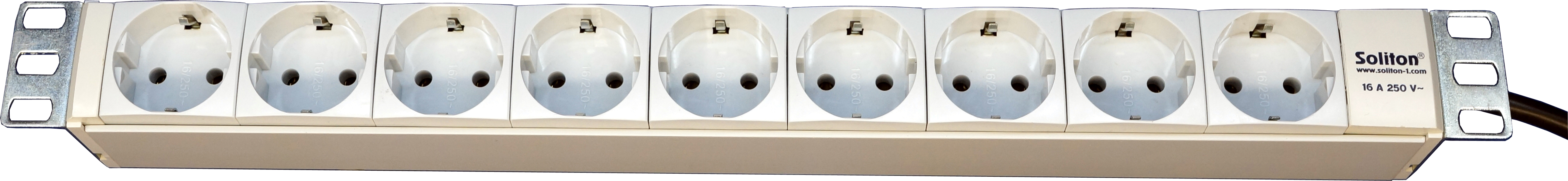 Вертикальный PDU, S-9, 9 Schuko, 16A, ввод Schuko, S-9