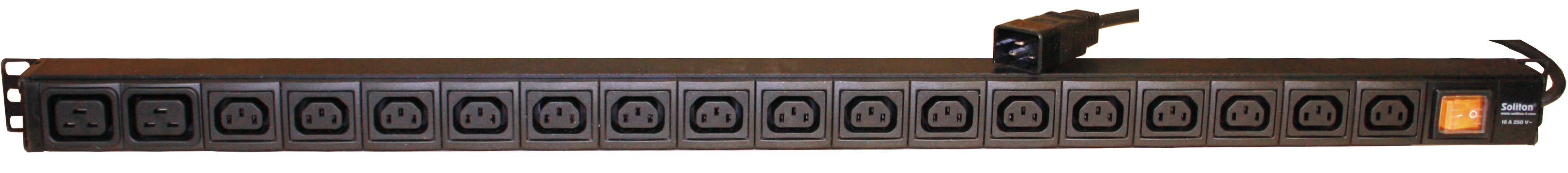 Вертикальный PDU, S-16C13+2C19, 18 IEC C13, IEC C19, 16A, ввод IEC C20, S-16C13+2C19