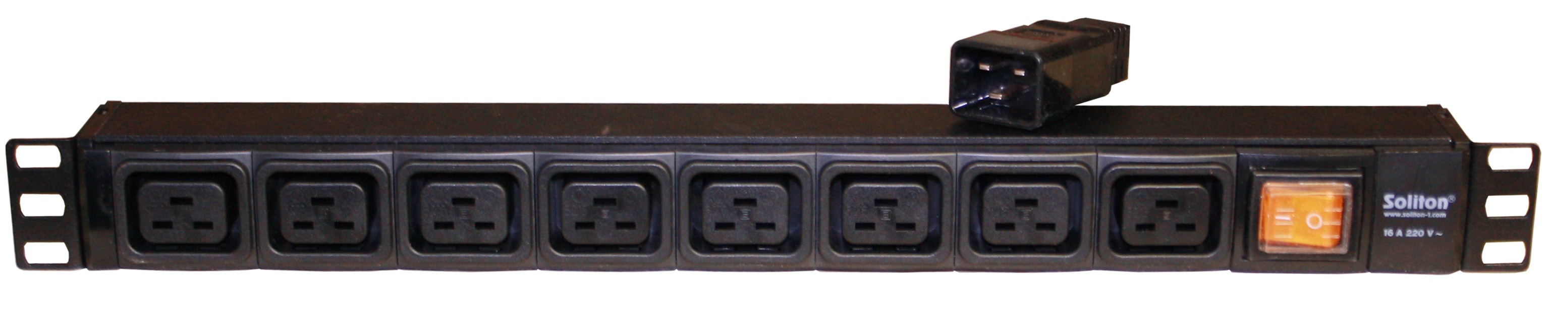 Вертикальный PDU, S-8 IEC320C19 16A, 8 IEC C13, IEC C19, 16A, ввод IEC C20, S-8 IEC320C19 16A
